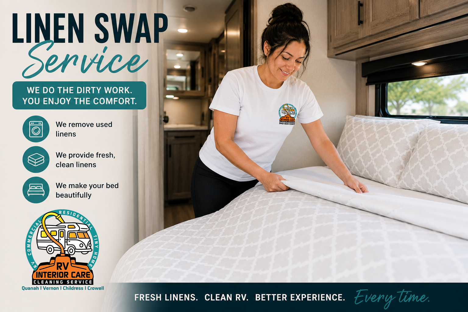 Linen Swap Service β fresh sheets and towels for RVs and homes in the Northwest Texas area