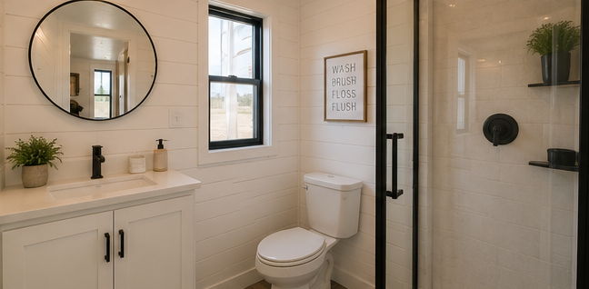 Spotless tiny home bathroom